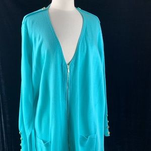NWT  3X Teal Boyfriend Sweater Bishop Sleeves